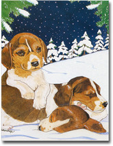 Beagle (Pups in Snow) - 11"x15" 2-Sided Garden Banner - $18.00