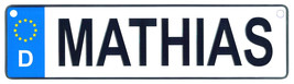 Mathias - European License Plate (Germany) - $9.00
