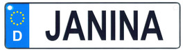 Janina - European License Plate (Germany) - £7.03 GBP