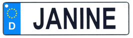 Janine - European License Plate (Germany) - $9.00