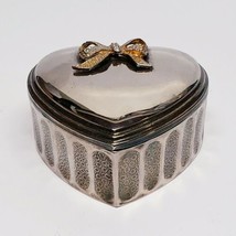 Vintage Silver Plated Heart Shaped Trinket &amp; TREASURE Box &amp; Companion Tr... - £31.05 GBP