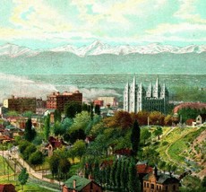Salt Lake City From Prospect Hill Mormon Temple Mountains UNP Postcard O12 - £4.77 GBP