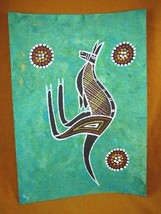 AUS-2 Kangaroo green Australian Native Aboriginal dot PAINTING Artwork T Morgan - £51.35 GBP