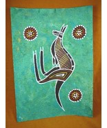 AUS-2 Kangaroo green Australian Native Aboriginal dot PAINTING Artwork T... - $68.24