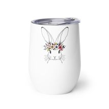 Funny Easter Day Wine tumbler - Bunny Face With Cute Easter Rabbit Floral Wine t - £21.07 GBP