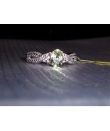 RARE GREEN SILLIMANITE OVAL SOLITAIRE &amp; DIAMOND RING, SILVER, SIZE 7, 1.... - $54.45 CAD