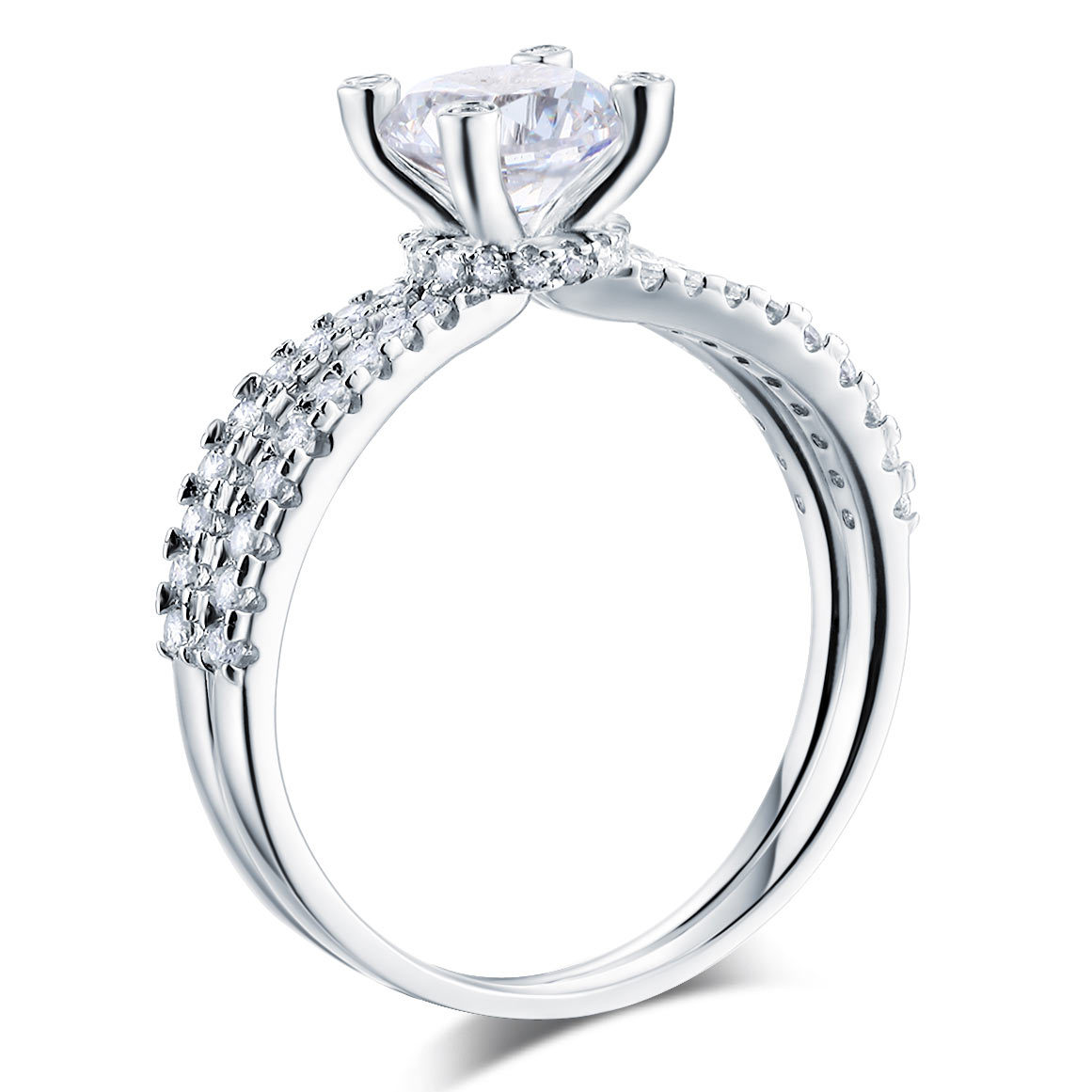 1.25 Carat Moissanite Diamond 925 Sterling Silver Wedding Engagement Ring - £200.45 GBP