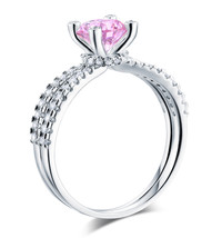 925 Sterling Silver Engagement Ring 1.25 Carat Fancy Pink Lab Created Diamond - £96.21 GBP