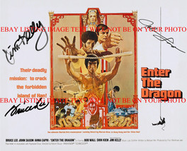 Bruce Lee Jim Kelly &amp; John Saxon Enter The Dragon Cast Autographed 8x10 Rp Photo - £15.22 GBP