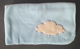 Blankets and Beyond Blue Baby Blanket White Cloud Fleece Lovey - £13.75 GBP
