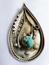VTG Navajo artist JD Hallmarked Handmade Sterling Silver Turquoise Pendant - £220.89 GBP