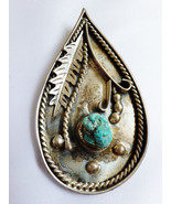 VTG Navajo artist JD Hallmarked Handmade Sterling Silver Turquoise Pendant - £221.58 GBP