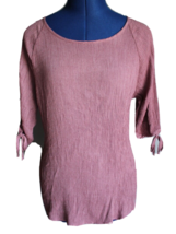 Kaileigh Women&#39;s Mauve 3/4 Sleeve Split Tie Arm Crepe Blouse ~M~ - £11.95 GBP