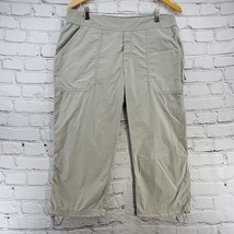 Columbia Outdoor Pants Womens Sz L Large Gray Crop Drawstring Leg Flaw - £15.52 GBP