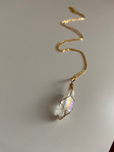 Angel Aura Quartz Rainbow Aura Crystal Necklace / Spirit &amp; Angel Guide connectio - £20.39 GBP