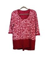 FRESH PRODUCE Wander Windfall Top Persian Red 100% Cotton 3/4 Sleeve Size L - $18.66