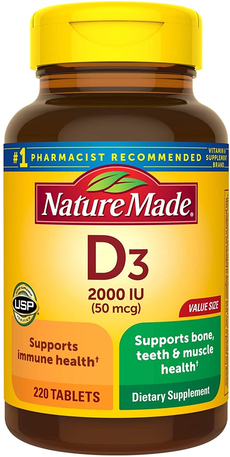 Nature Made Vitamin D3 2000 IU (50 mcg) Tablets, 220 Count for Bone Health - $32.20