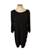 White House Black Market Black Tiered Long Sleeve Knee Length Dress Size XL - $35.25