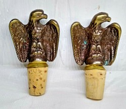 (2) Brass Eagles, small, mounted on corks - Wine/other bottle stoppers - 2 1/2&quot;  - £9.58 GBP