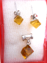 November Birthstone Pierced Earrings &amp; Pendant Set Created with Topaz Crystals - $14.99