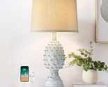 Farmhouse Table Lamp With Usb A+C Port,27&quot; Tall Rusic Bedside Nightstand... - $73.99