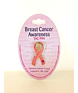 New Breast Cancer Awareness Tac Pin Austrian Crystal Layered In 18kt Gol... - $5.00