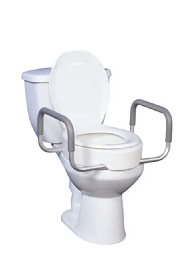 DRIVE 1 CA/1 EA Premium Raised Toilet Seat with Removable Arms 17" Seat, White - $58.06
