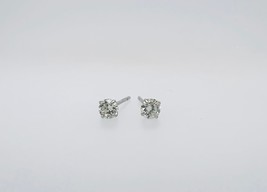 0.20ctw Round Natural Diamond Basket Push Back Stud Earrings 14K White Gold - $197.98
