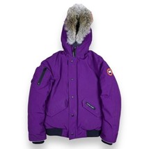 Canada Goose Rundle Bomber Purple Size Youth Large Coyote Fur Hooded Jacket - £274.58 GBP