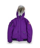Canada Goose Rundle Bomber Purple Size Youth Large Coyote Fur Hooded Jacket - £271.04 GBP
