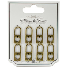 Craft Consortium Always &amp; Forever Metal Charms 8/Pkg-Large Vintage Heart Padlock - $8.26