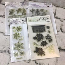 Stampendous Clear Stamps Lot Of 4 Packs Christmas Winter Snowflakes Poinsettias  - £15.68 GBP