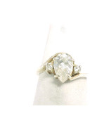 Pear-Cut CUBIC ZIRCONIA Vintage RING with Round-Cut Accents in STERLING Silver - $68.00