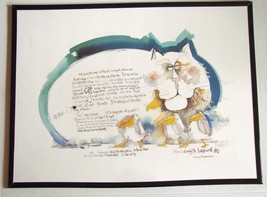 Large 1977 Signed Nedobeck Cat Watercolor Lithograph UNFRAMED - £63.80 GBP