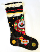 Large Embellished Christmas Holiday Stocking Handmade Embroidery Appliqu... - £34.15 GBP