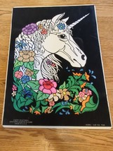 Vintage Fuzzy Poster Western Graphics Black Light Unicorn Colored 1992 1... - £22.41 GBP