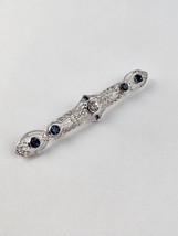 Jenna Nicole Sterling Silver Deco Style Brooch Pin CZ &amp; Rhinestones Fila... - £47.46 GBP