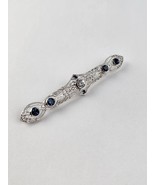 Jenna Nicole Sterling Silver Deco Style Brooch Pin CZ &amp; Rhinestones Fila... - £46.56 GBP