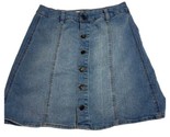 Mossimo Supply Skirt Womens Size 8 Denim  Front Button Up Flare Blue Jean - $11.39