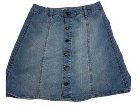Mossimo Supply Skirt Womens Size 8 Denim  Front Button Up Flare Blue Jean - $11.39