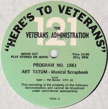 Art Tatum / Danny Davis Lp Here&#39;s To Veterans Radio Show - £15.73 GBP