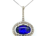 14k Gold Genuine Natural Black Opal and Diamond Pendant with GIA Report ... - £1,064.28 GBP