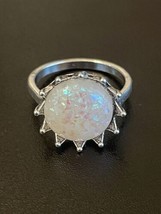 Imitation Opal Silver Plated Woman Ring Size 6.5 - £3.06 GBP