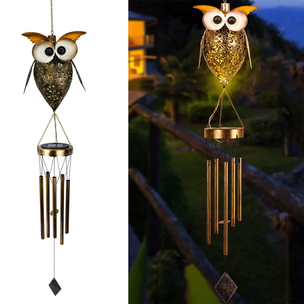 LED Wind Chimes Solar Lights Outdoor Waterproof Solar Owl  Wind Chimes Lamp for  - £199.10 GBP