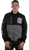 Motivo Ny Abbigliamento Nero &amp; Argento Mondo Classe Crew Ripstop Varsity Nuovo - £75.56 GBP