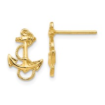 14K Gold Anchor With Rope Trim Post Earrings Jewerly - £88.92 GBP