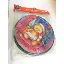 Christmas House Holiday Teddy Bear Burner Covers SET OF 2 Vintage New - £9.66 GBP