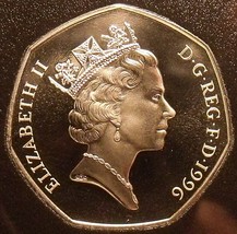 Huge Gem Cameo Great Britain Proof 1996 50 Pence~Britannia Seated - $13.66