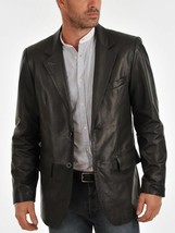 Leather Jacket Blazer Mens Black Men Coat Biker Vintage Lambskin Soft Ra... - £80.53 GBP+