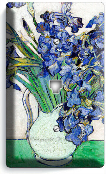 VINCENT VAN GOGH IRISES VASE FLOWERS PHONE TELEPHONE COVER PLATES ROOM ART DECOR